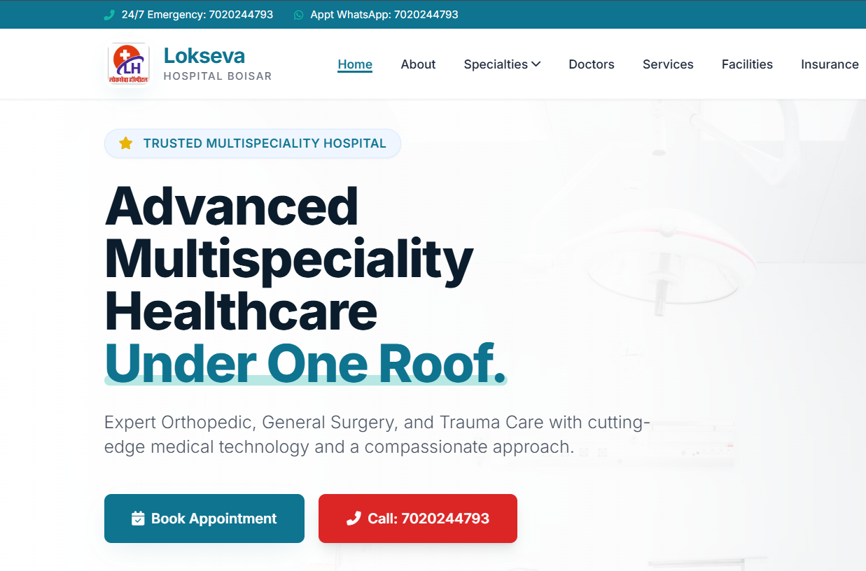 Lokseva Hospital Screenshot portfolio mockup
